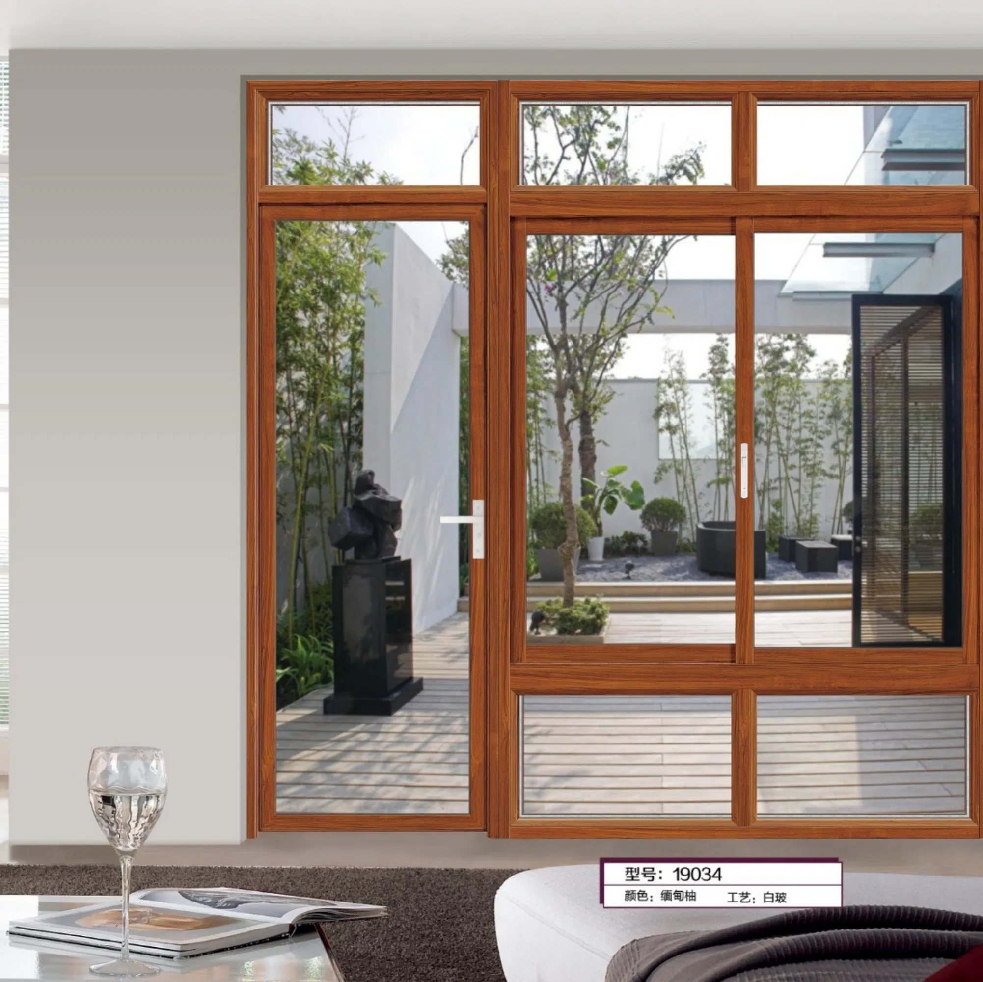 UV-Resistant Double Tempered Aluminum Sliding Window Low-E