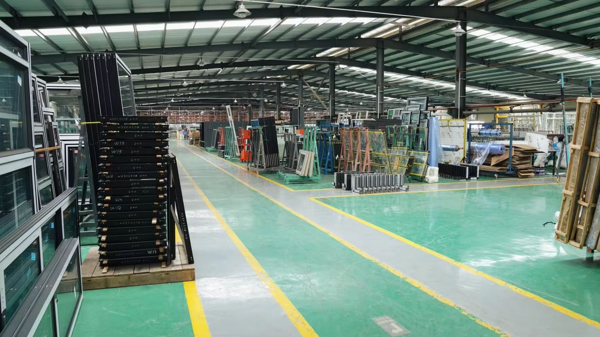 Aluminum door and window factory overview - modern standard manufacturing facility