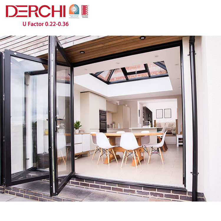 93 Aluminum Patio Accordion Passive Balcony Sliding Glass Bifold Folding Door