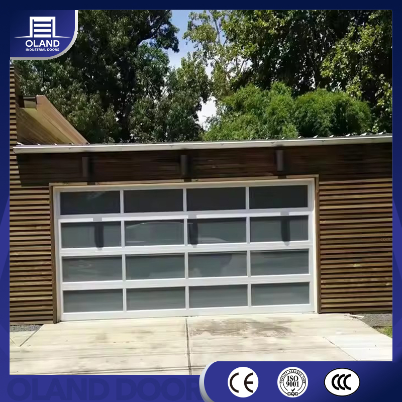 Wholesale Modern Full View Tempered Glass Garage Door Aluminum Alloy Tempered Clear Frosted Insulated Commercial Glass Sectional Garage Doors for Villa Homes