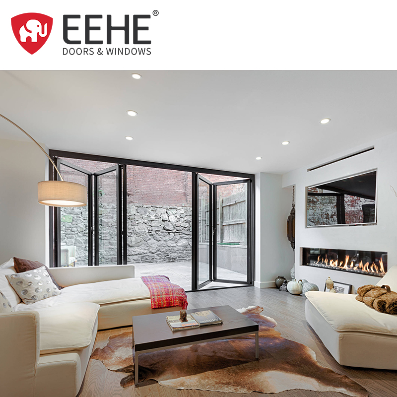 Eehe Architectural Aluminium Powder Coated Bifold Doors with for Large Openings Low Maintenance Nfrc for Hotel Facades