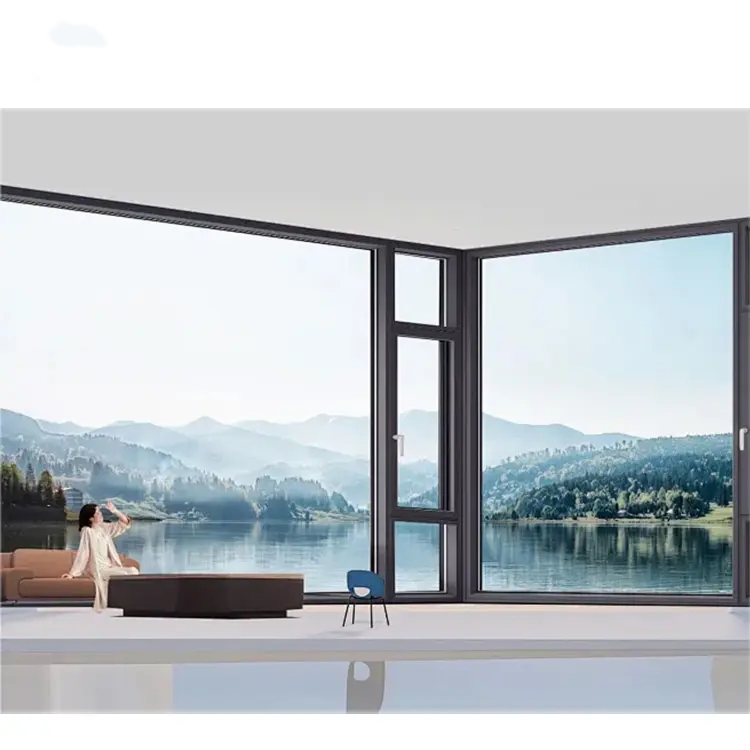 Hurricane Impact Insulated Powder Coating Tilt and Turn Window Thermal Break Aluminum Casement Window