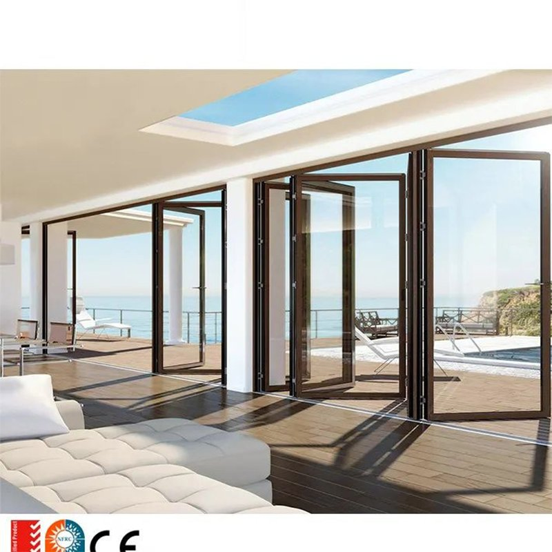 Custom Size Aluminium Frame Bi-Folding Door with Three Panels with Built-in Blind Retractable Available