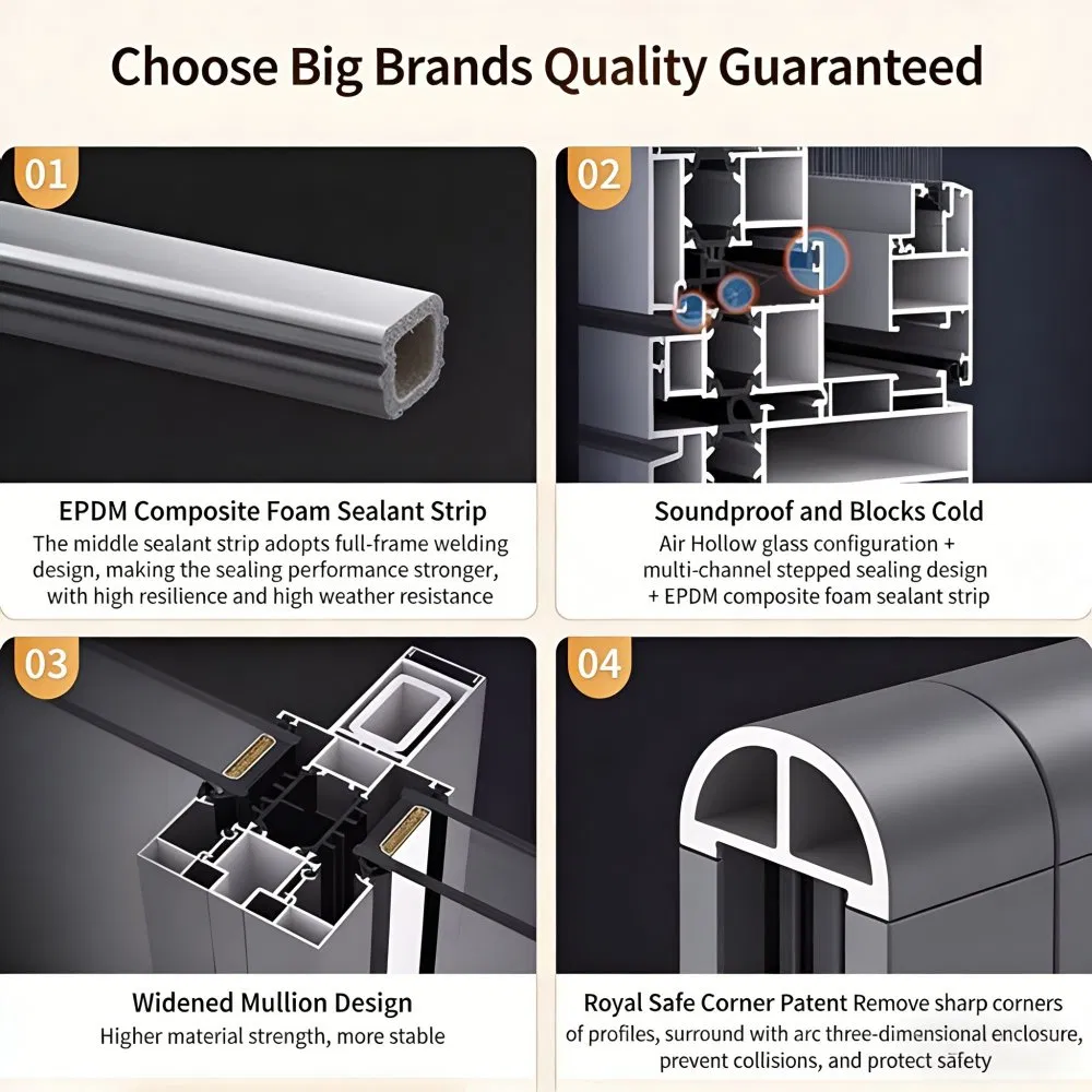Custom Double Inward Opening Sound Insulation Floor-to-Ceiling Balcony Enclosure Aluminum Alloy Casement Window