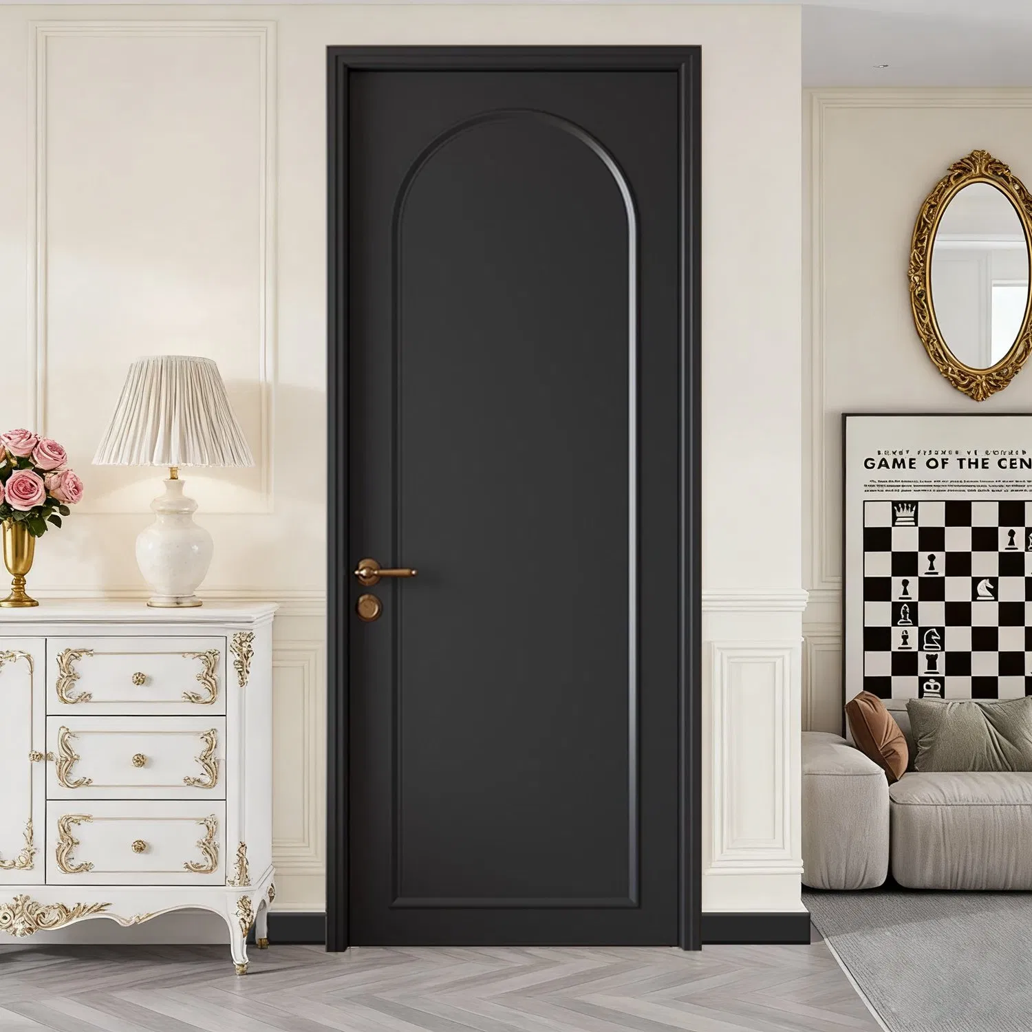 Modern Design Interior Solid Wooden Door Wood Steel Sliding Metal PVC WPC Glass Aluminium Soundproof Solid Security Paint Entrance Door for Bedroom Custom Hotel