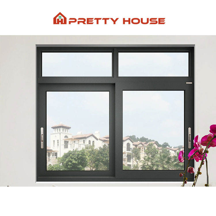 Hurricane Impact Aluminum Sliding Window Custom Two/Three Track Double Tempered Glass Black Slide Windows
