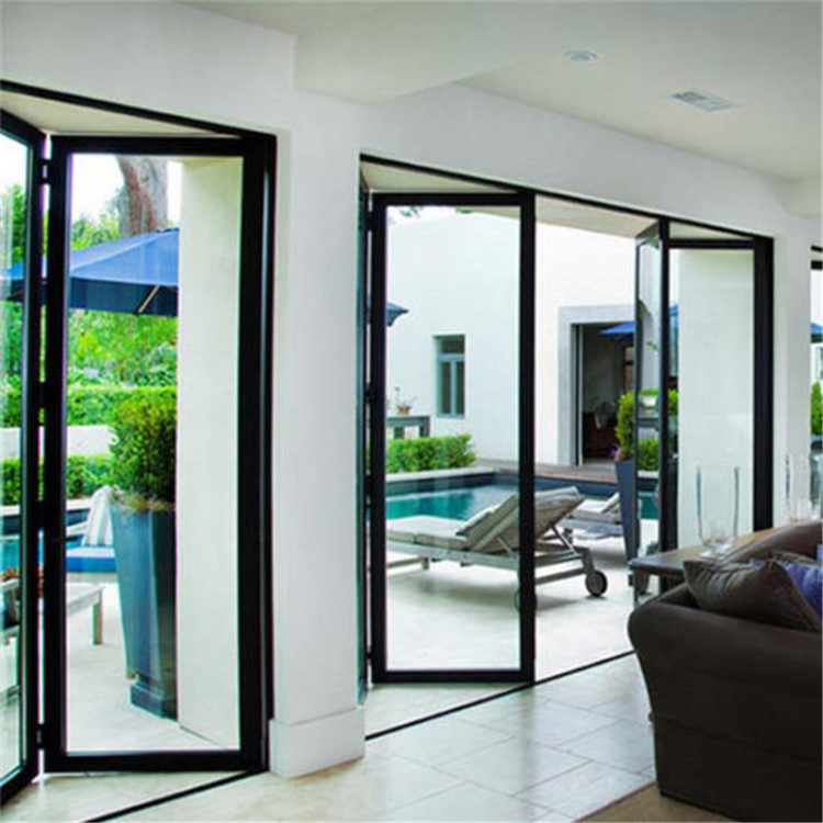 Aluminum Bifold Patio Folding Glass Doors Outswing Energy Efficient Bifold Glass Door