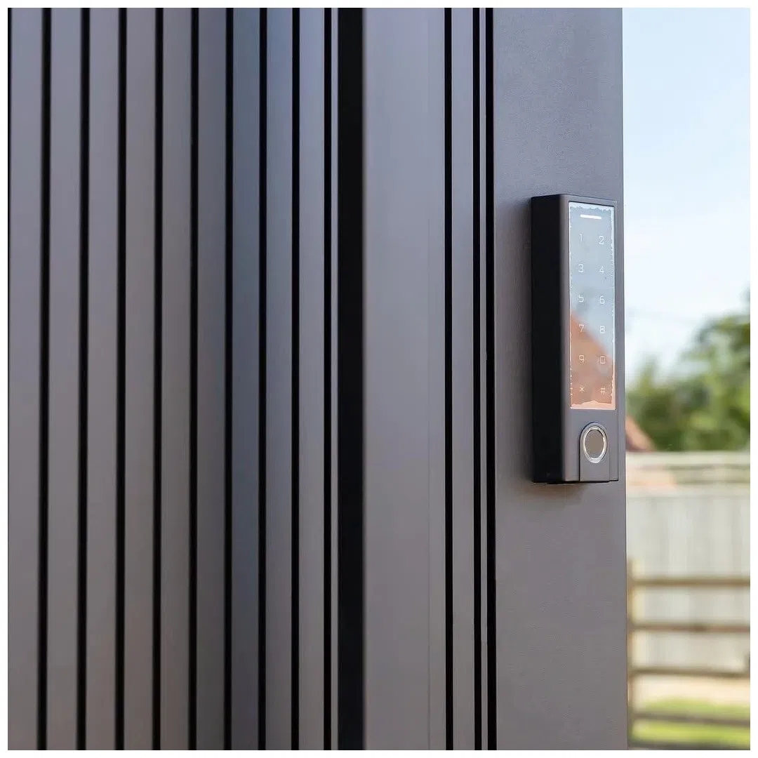 Luxury Matte Black Aluminum Entry Door Durable Anti-Corrosion Exterior Door Thermal Insulated Villa Front Door Factory Direct Supplyentrance Door Safety Door