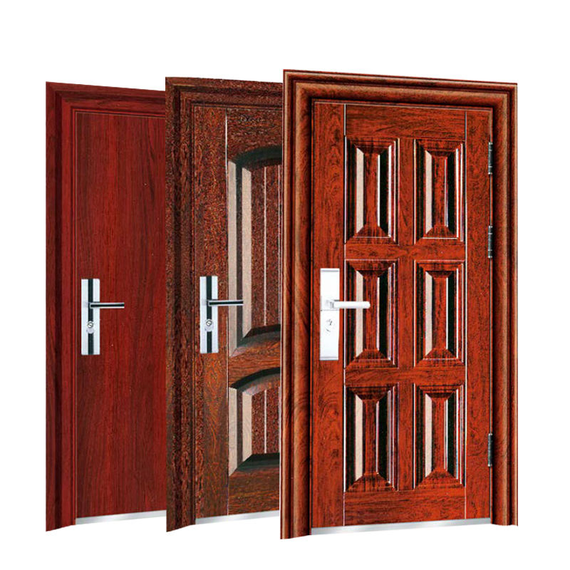 China Factory Exterior Metal Door Aluminum Simple Steel Entry Security Door Simple Design Security Steel Door Modern Steel Entrance Door for House Home