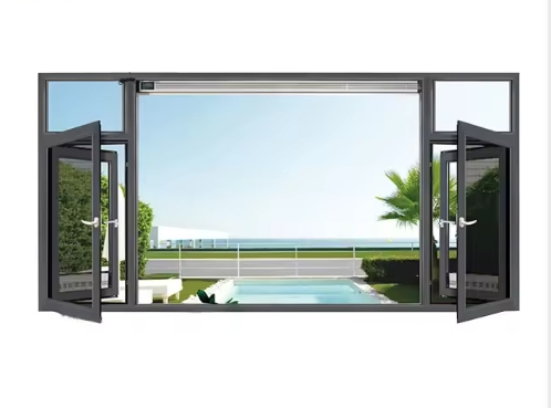 Soundproof Double Glazing Aluminum Casement Glass Window for Home with High Security Performance