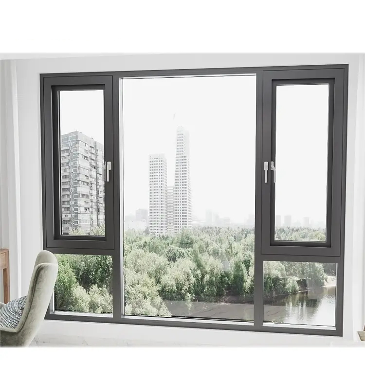 Hurricane Impact Insulated Powder Coating Tilt and Turn Window Thermal Break Aluminum Casement Window