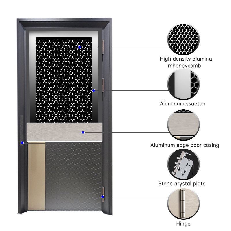 Eehe Aluminium Front Door with Glass and Aluminium Front with Insulated Glass Sound Insulation CE for Commercial Buildings
