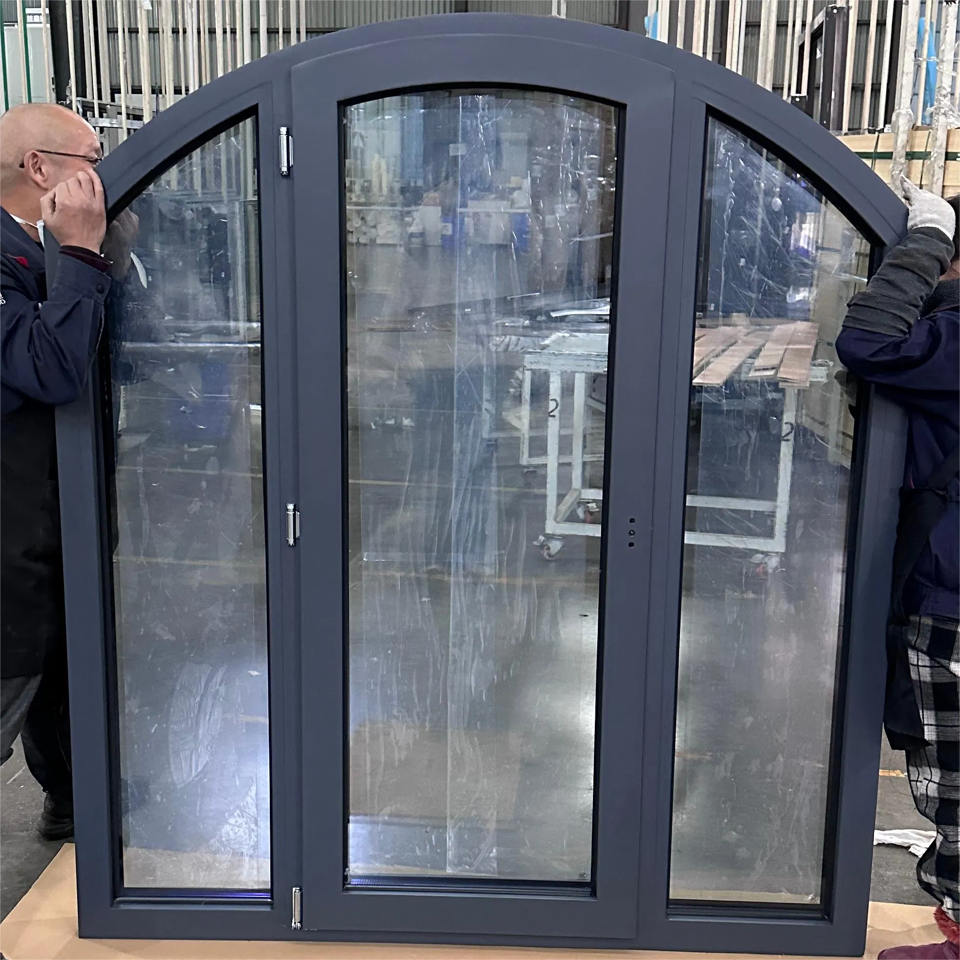 High Performance Heat Insulated Double Glazed Curved Aluminum Aluminium Metal Casement Swing Window for Domestic Commercial Use