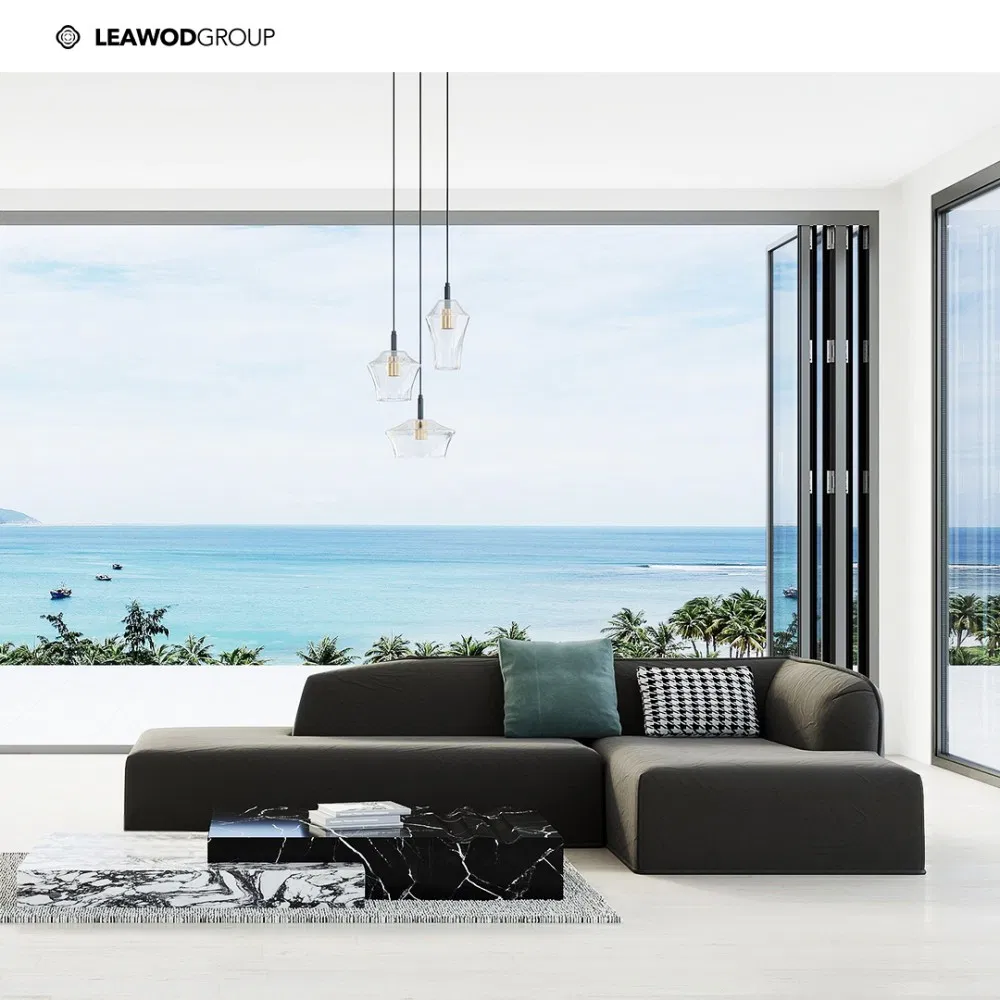 Modern Design Exterior Aluminum Aluminium Metal Glass Sliding Folding Bi-Folding Door for Villa Hotel Balcony Patio Courtyard Entry