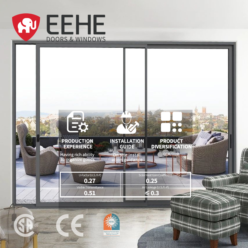 Eehe Heavy-Duty Outdoor Lift-Slide Glass Door with Lowe Glass Soundproof &amp; Insulated Patio Aluminium Door with Corrosion-Resistant Hardware Nfrc/CSA Certified