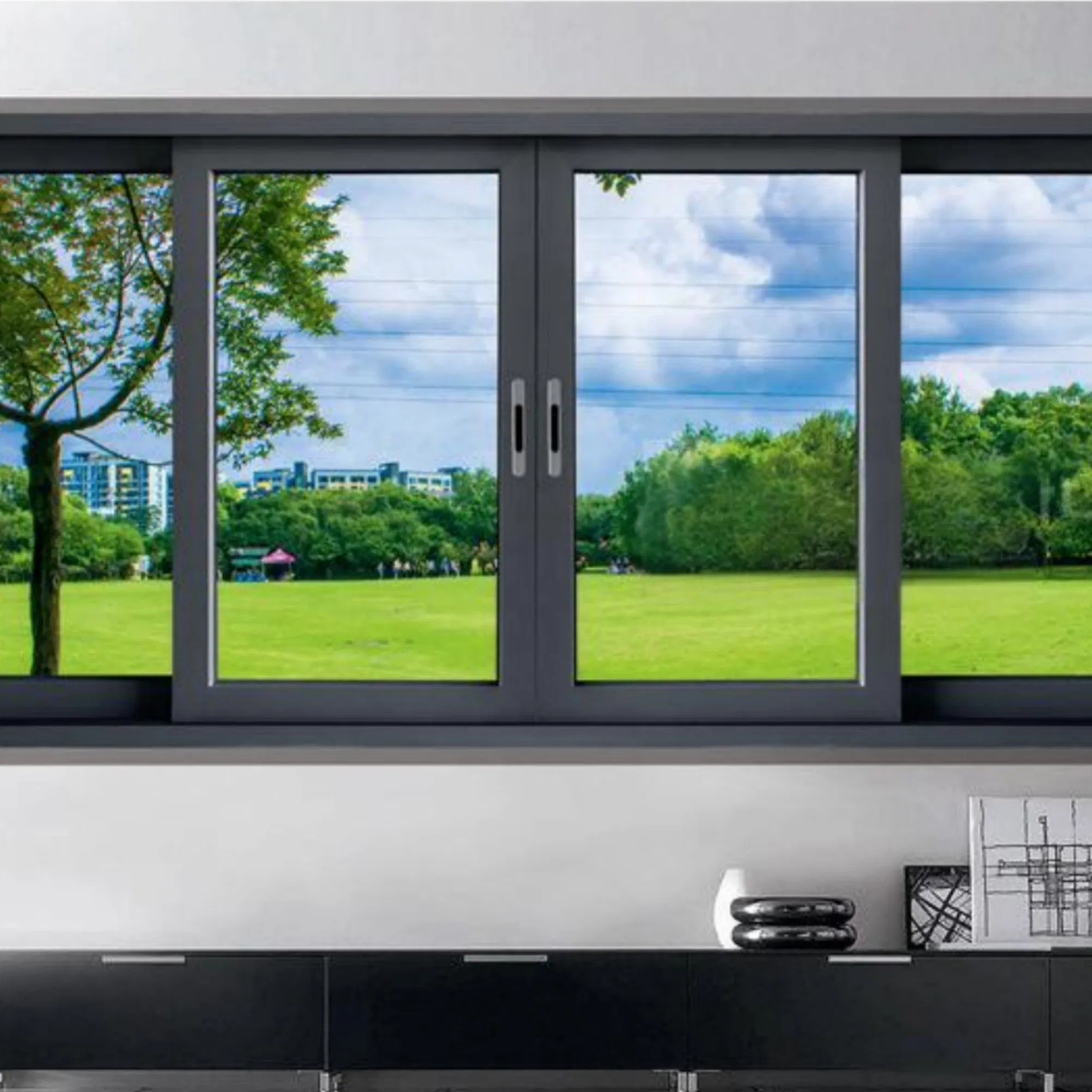 Direct Sales UV-Resistant Laminated Glass Aluminum Sliding Window