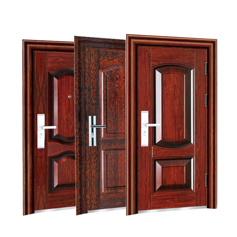 China Factory Exterior Metal Door Aluminum Simple Steel Entry Security Door Simple Design Security Steel Door Modern Steel Entrance Door for House Home