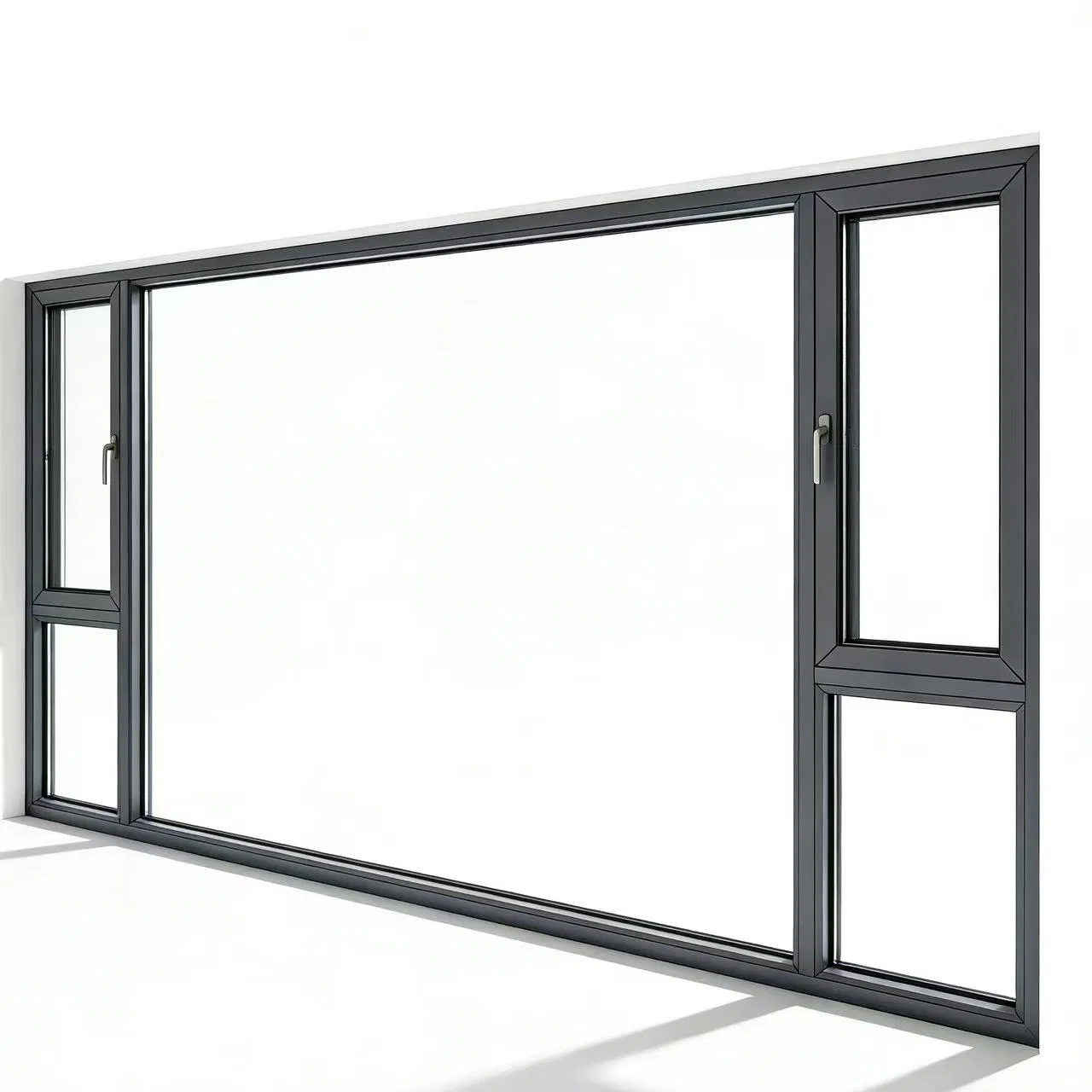 Premium Quality Aluminium Profile PVC Soundproof Aluminum Clad Wood Side Hung Round Casement Window for Villa and House with Jiedo Handle