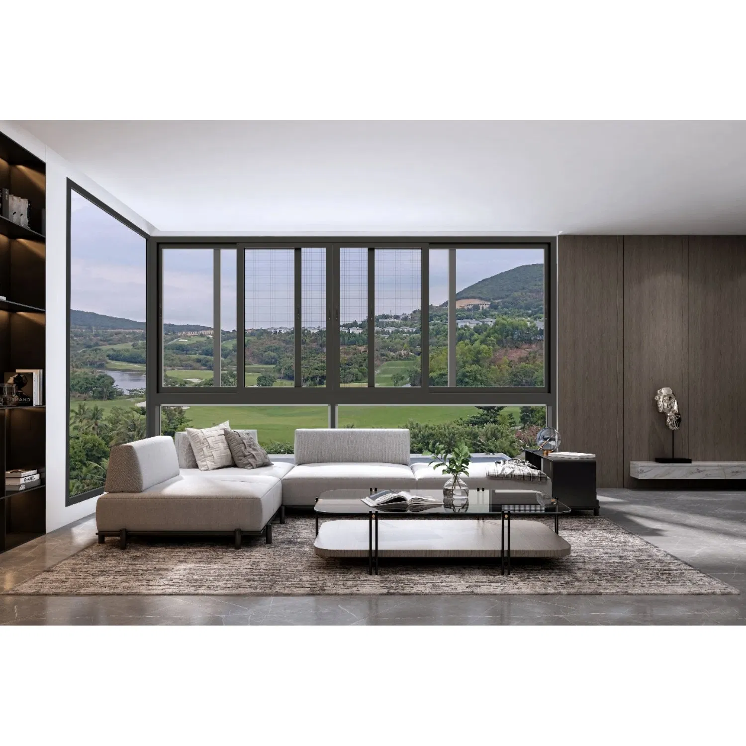 Residential Double Glazing Fashion Motorized Aluminium Sliding Window