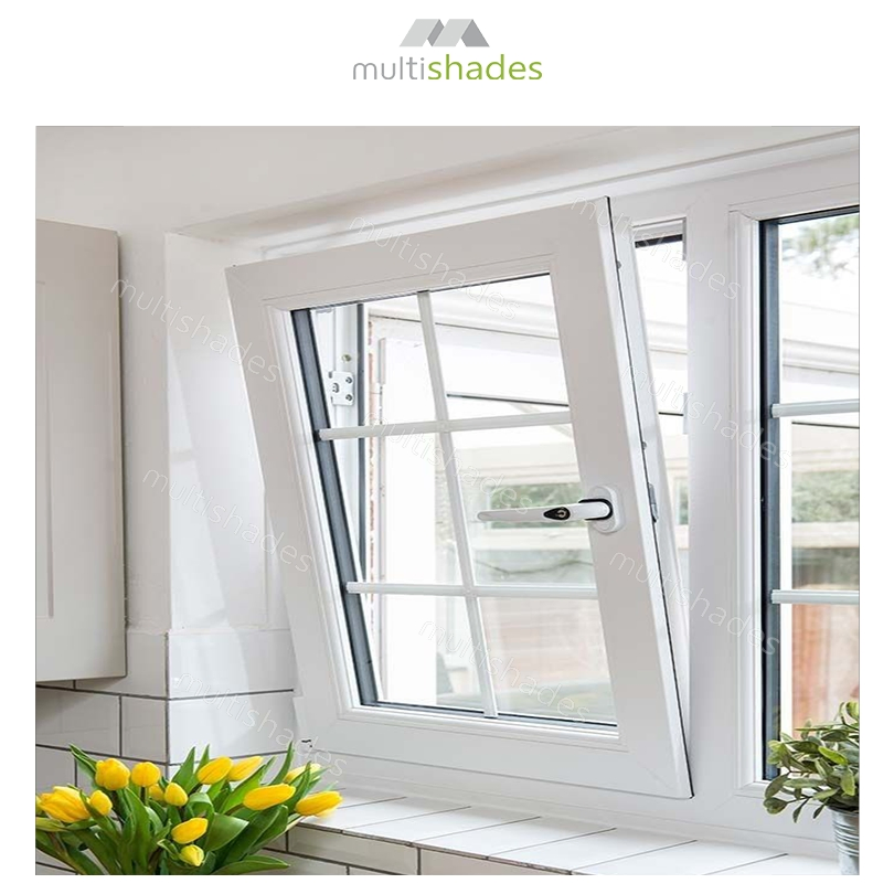 Multishades Commercial Bottom Hung Window with Anti Corrosion Aluminium Frame Tempered Glass Soundproof for Office Buildings