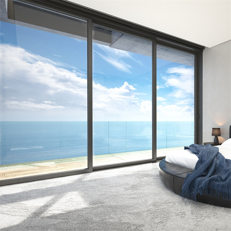 Custom Made Balcony Patio Heavy Duty Double Tempered Glass Noiseless Sliding Doors System Exterior Interior Glass Aluminum Door