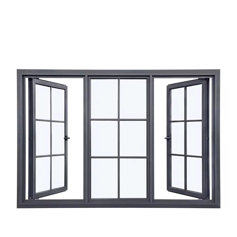 Insulated &amp; Soundproof Glass Thermal Break Aluminum Alloy Casement Window for Slim System
