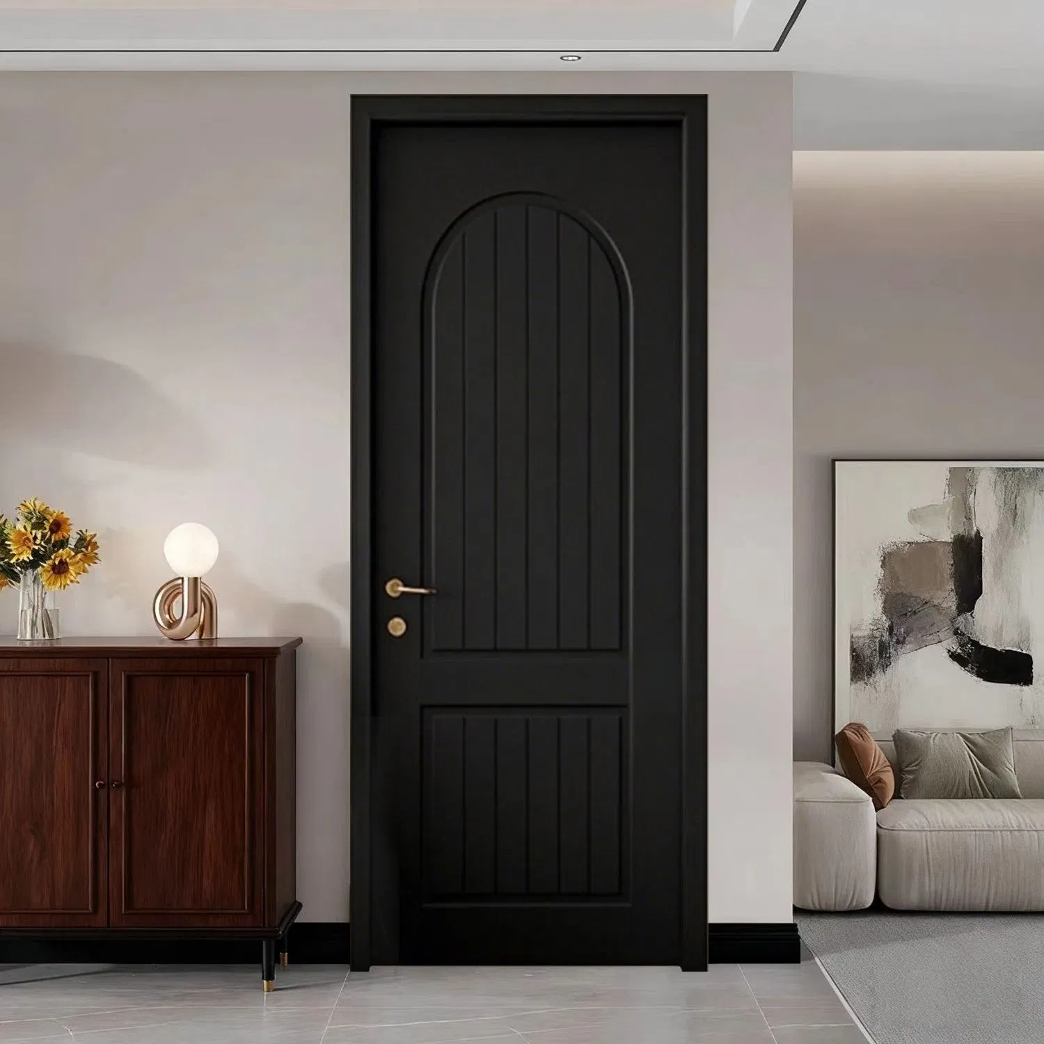 Modern Design Interior Solid Wooden Door Wood Steel Sliding Metal PVC WPC Glass Aluminium Soundproof Solid Security Paint Entrance Door for Bedroom Custom Hotel