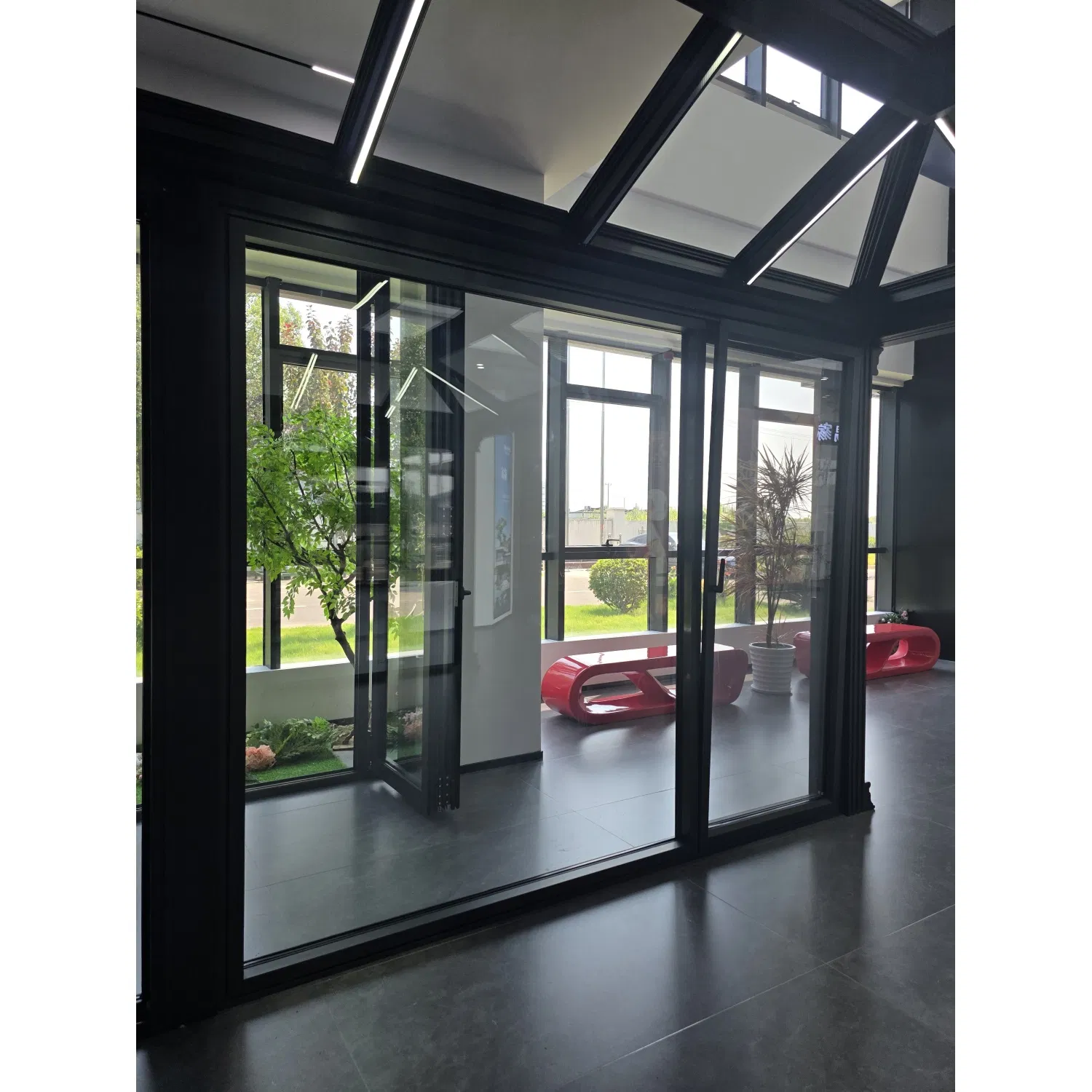 Residential Double Glazing Fashion Motorized Aluminium Drift Window