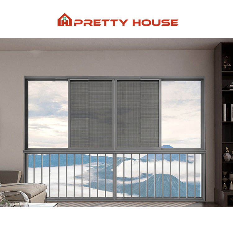 Hurricane Impact Aluminum Sliding Window Custom Two/Three Track Double Tempered Glass Black Slide Windows