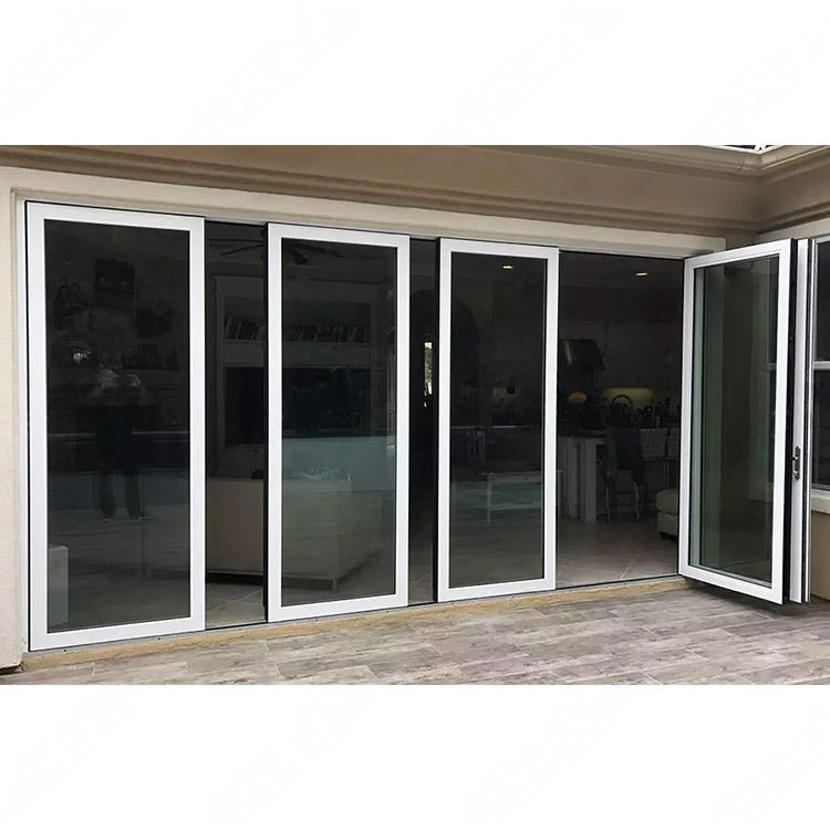 Nfrc USA Standard Windproof Residential Front Entry Folding Door Gates Glass Bi Folding Aluminium Sliding Swing Patio Doors