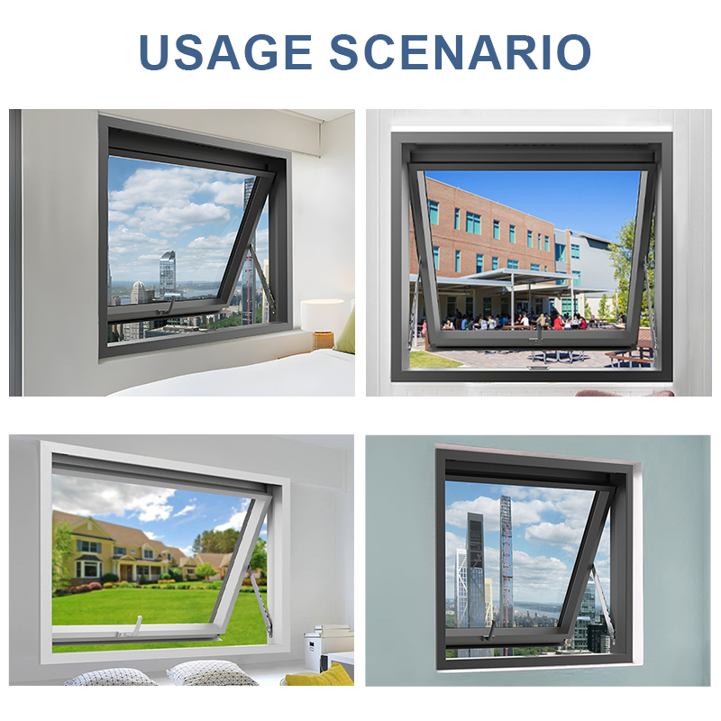 High Performance Aluminum Awning Window UV Resistant Glass Panels Window