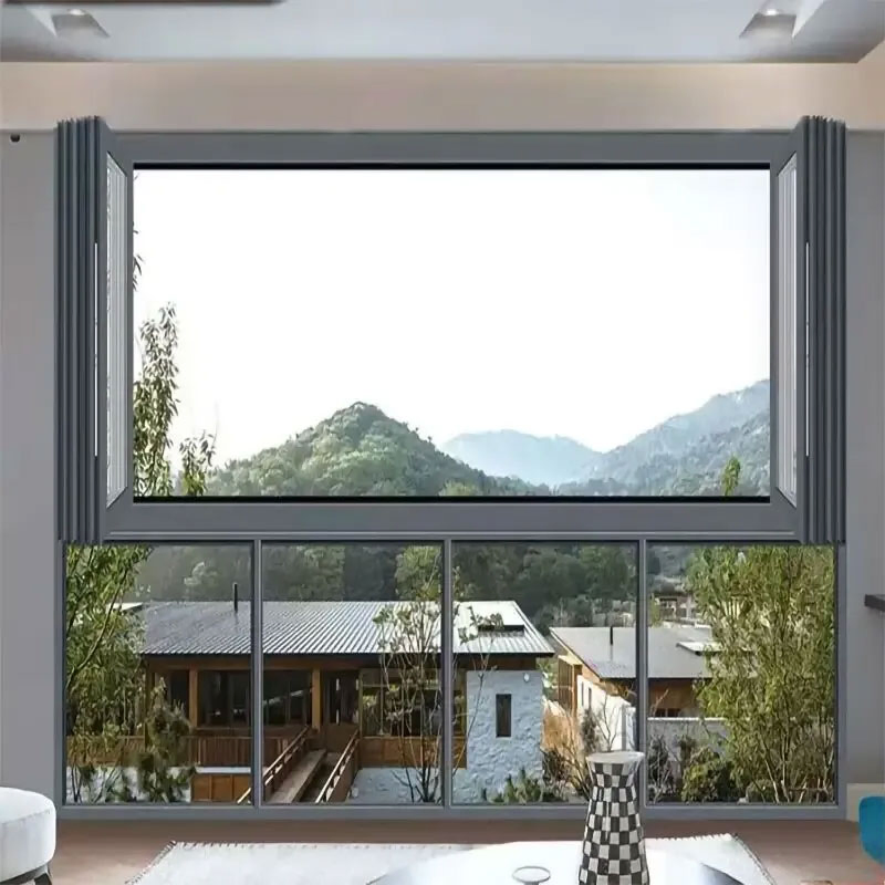 Customized High Quality UV-Resistant Laminated Glass Aluminum Bi-Folding Anti-Theft Glass Window