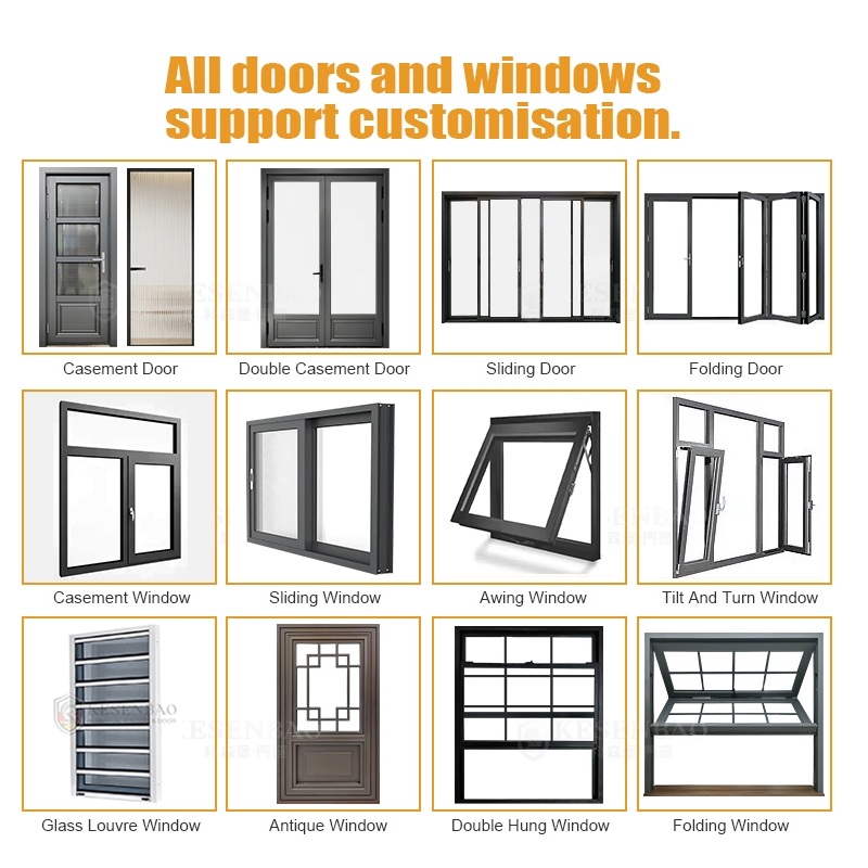 As2047 Customization Double Tempered Glass Black Aluminium Patio Sliding Door with Fly Screen