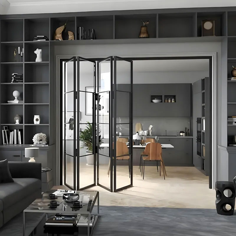 Commercial Bi-Fold Folding Door Multi Track Smooth Glide Aluminum Panels for Restaurant Outdoor Seating