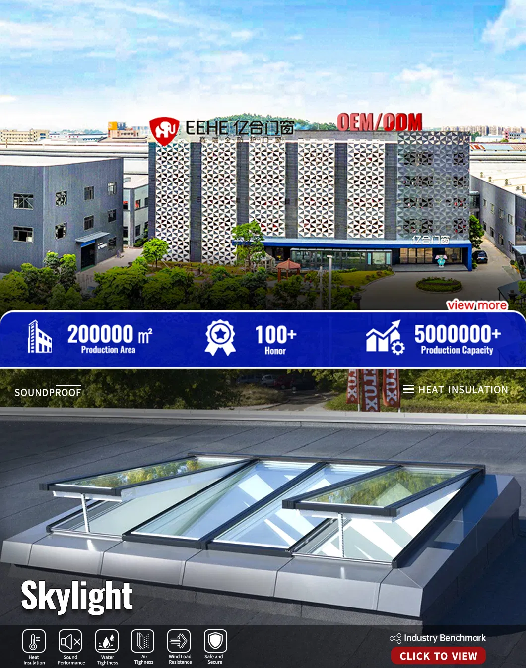 High Performance Aluminum Roof Window