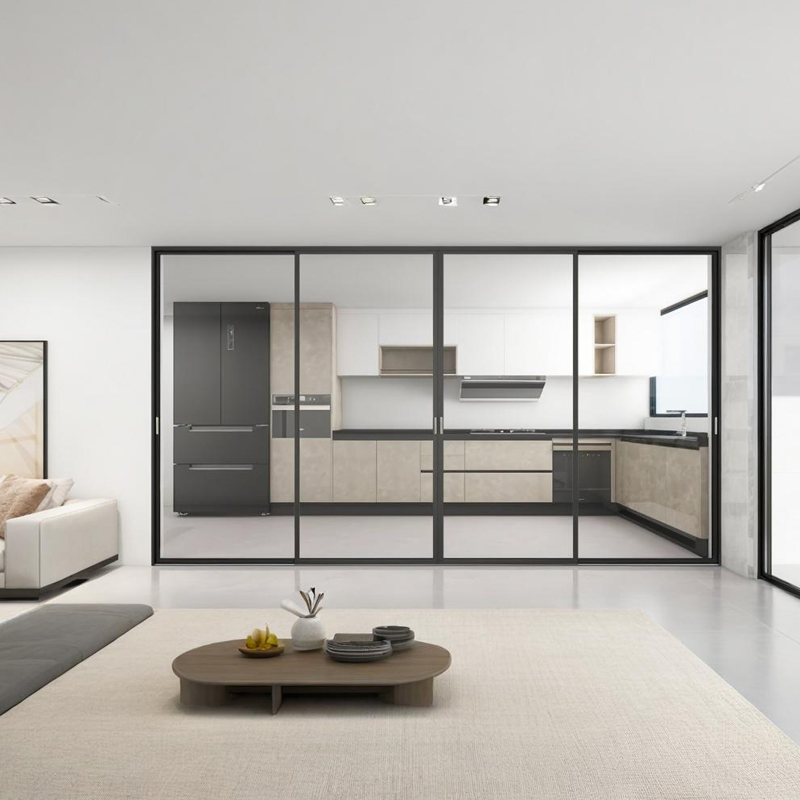 Self Cleaning Aluminum Sliding Door TiO2 Coated Glass Low Maintenance Door