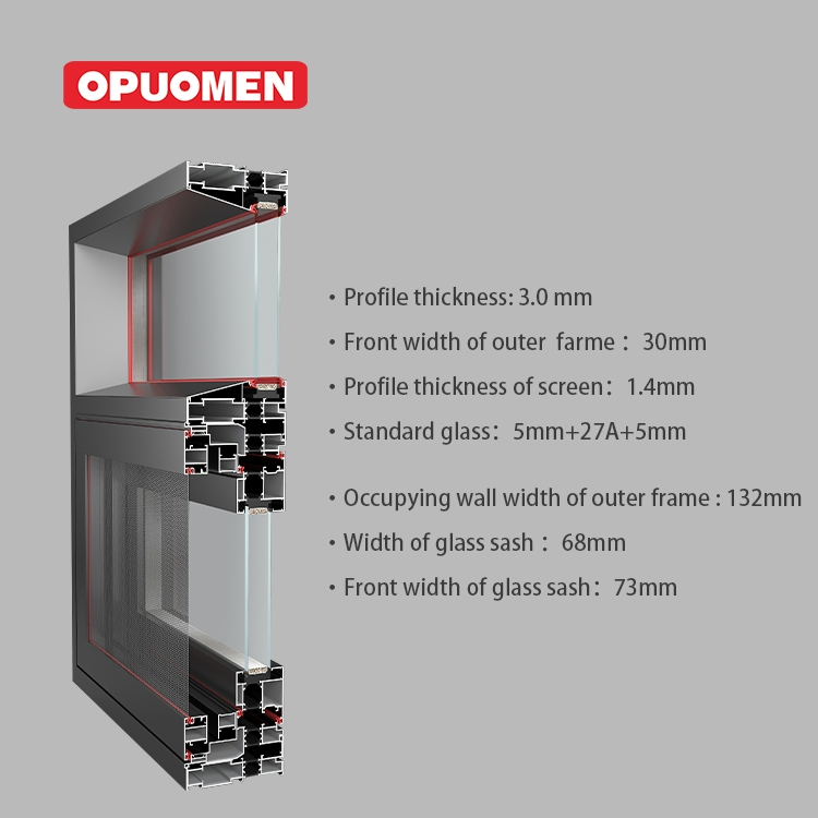 Residential Thermal Break Insulated Double Glazed Window Aluminium Casement Windows