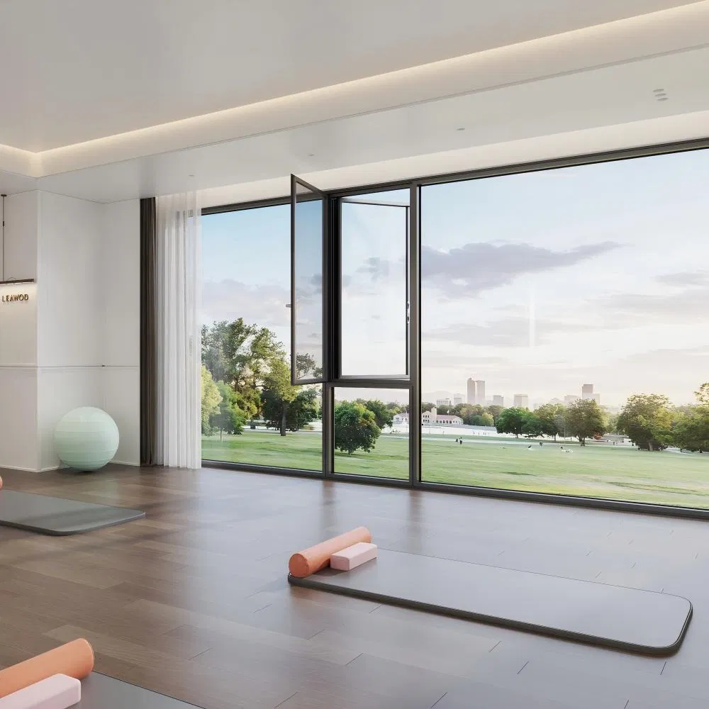 China Aluminum Alumnium Window and Door Factory Manufacturer Casement Swing Window with Double Soundproof Glass Flyscreen for Home Villa Hotel