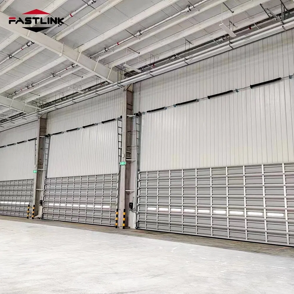 Fastlink High Quality Workshop Industrial Commercial Modern Aluminum Alloy Automatic Windpoof Overhead Single Plank Sectional Door