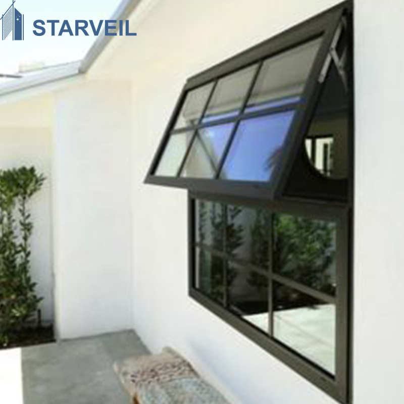 High Performance Aluminum Awning Window UV Resistant Glass Panels Window