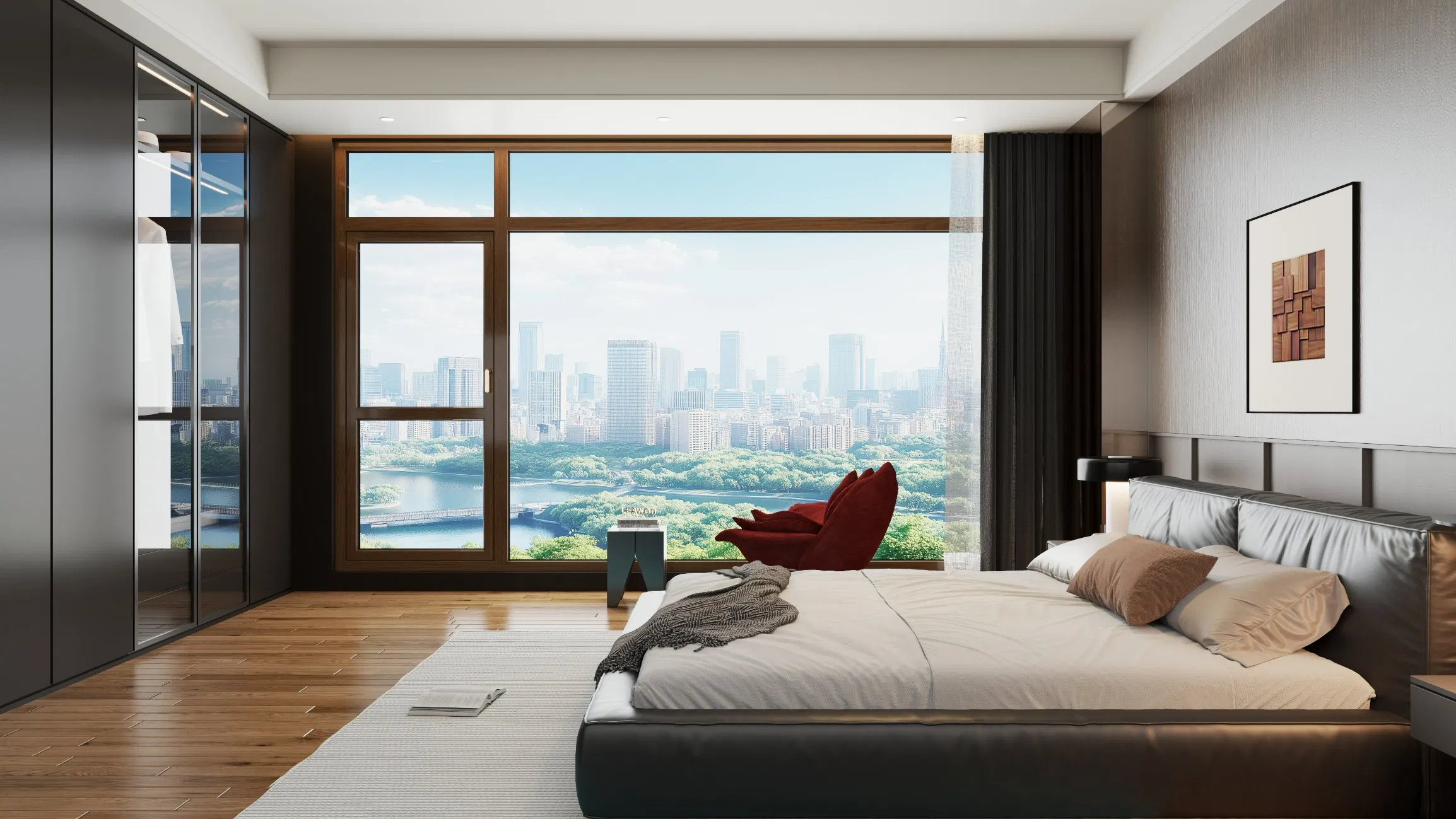 Residential Thermal Break Aluminum and Wood Casement Windows with Handle