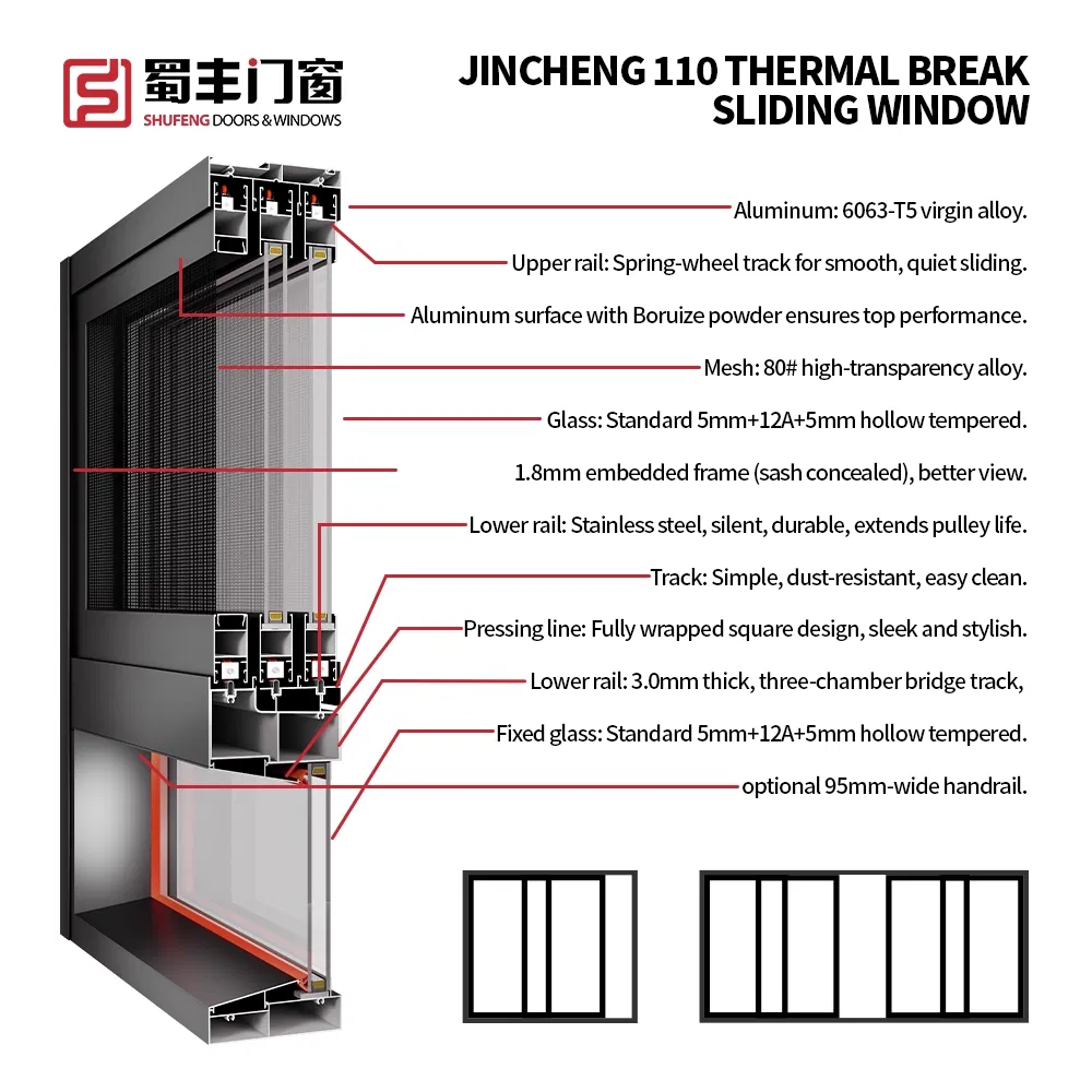 4. New Design Aluminium Aluminum Alloy Double Glazing Tempered Glass Sliding Window House Anti Burglar Kitchen Bedroom Bathroom Home Custom Windows and Doors