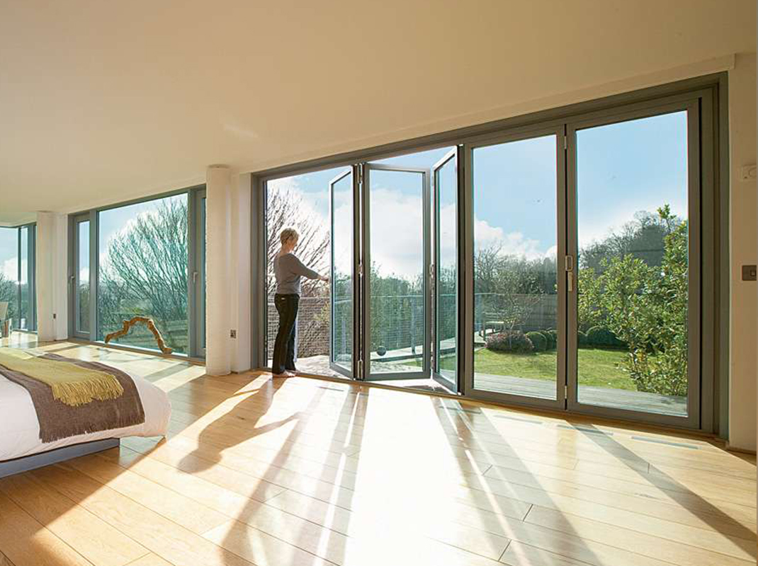 Heavy Duty Profile Thickness 2.0mm Balcony Patio Glass Patio Exterior Interior Aluminum Sliding Bi-Folding/Folding Door/Multi-Leaf Door