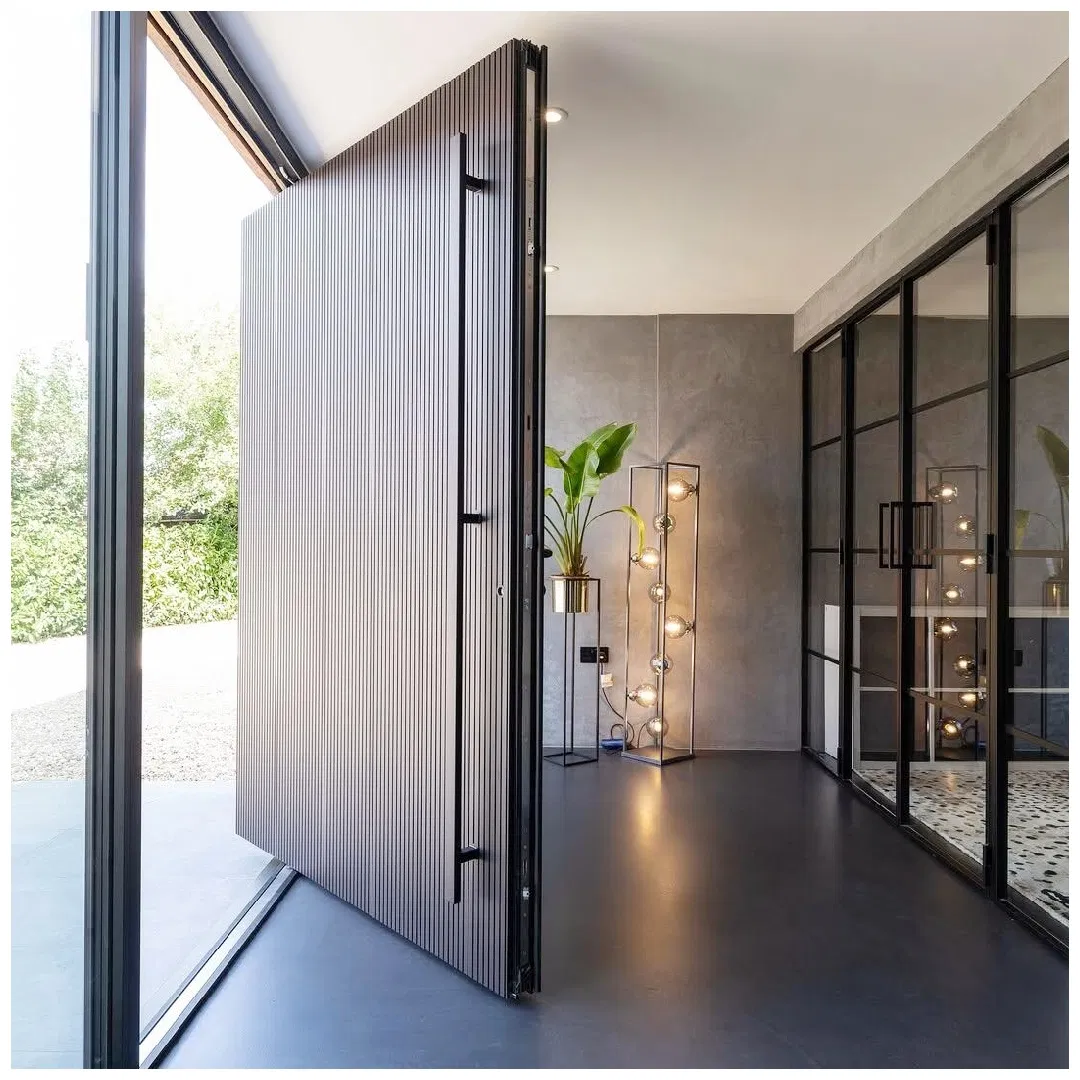 Minimalist off-Center Pivot Entry Door Premium Aluminum Construction Security Front Door for Upscale Villa Home Exterior Decorationentrance Door Safety Door