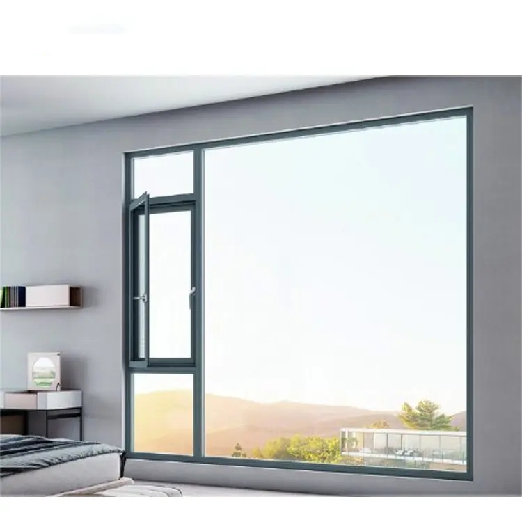 Hurricane Impact Insulated Powder Coating Tilt and Turn Window Thermal Break Aluminum Casement Window