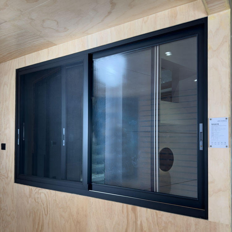 Custom Aluminum Window Design Modern Factory Price Black Aluminum Frame Double Glazed Glass Sliding Window