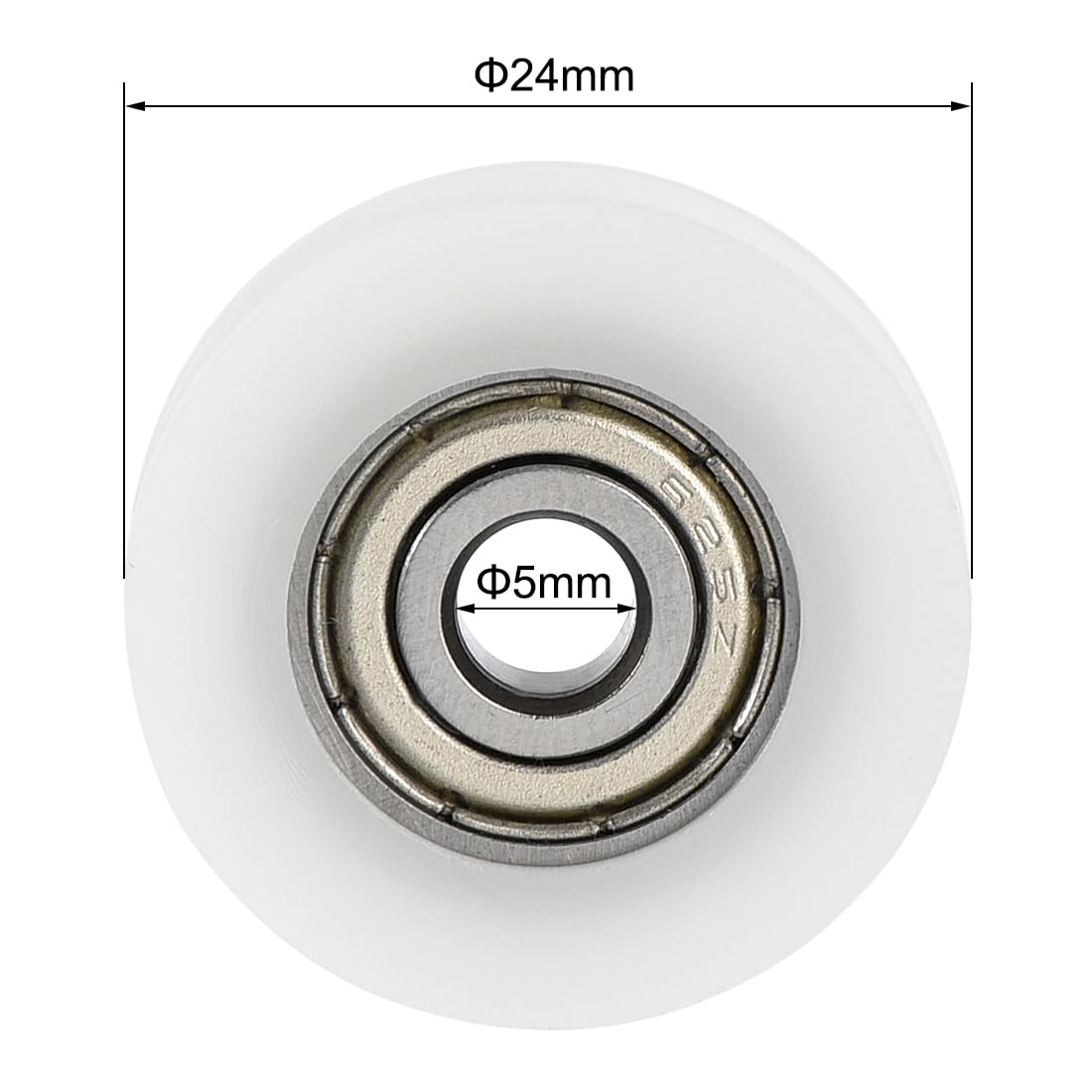 U625ZZ U Groove Ball Track Guide Bearing 5x24x7mm Double Metal Shielded (GCr15) Chrome Steel Bearings