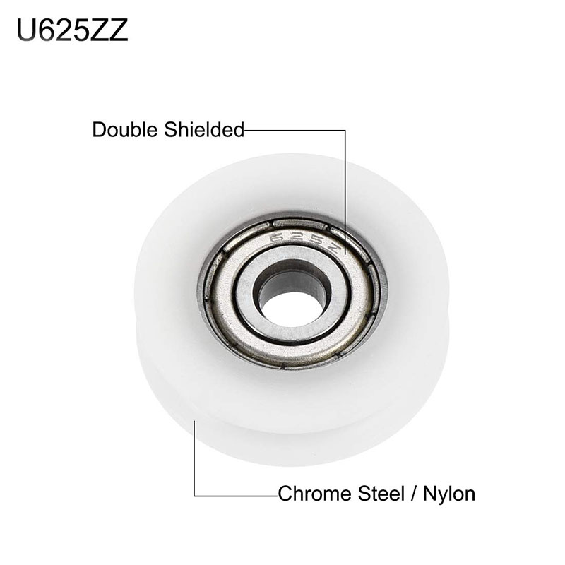 U625ZZ U Groove Ball Track Guide Bearing 5x24x7mm Double Metal Shielded (GCr15) Chrome Steel Bearings