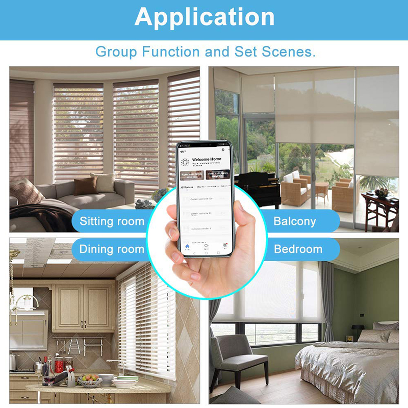 RSH Tuya Wifi Roller Shutter Motor Wireless Remote APP Voice Control Motorized Smart Blinds for Alexa Google Home