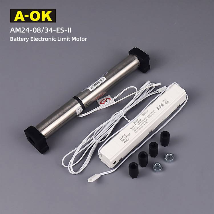 A-OK AM24-ES Battery Motorized Venetian Blinds Smart Home Roller Blinds Shutter 24mm Tubular AOK Motor Curtain Opener